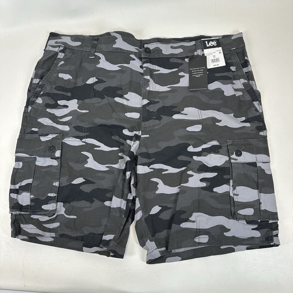 Lee Camo Cargo Shorts Gray Men's Size 46 Relaxed  Fit Active Stretch‎